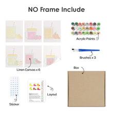 Load image into Gallery viewer, Mini Paint by numbers 15x20cm (6 pieces) - Fruit Mason Jar Juices