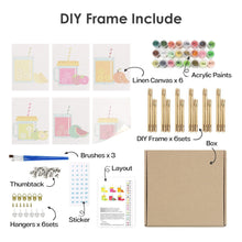 Load image into Gallery viewer, Mini Paint by numbers 15x20cm (6 pieces) - Fruit Mason Jar Juices