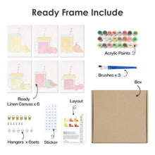 Load image into Gallery viewer, Mini Paint by numbers 15x20cm (6 pieces) - Fruit Mason Jar Juices