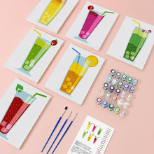 Load image into Gallery viewer, Mini Paint by numbers 15x20cm (6 pieces) - Sparkling Fruit Drinks
