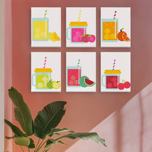 Load image into Gallery viewer, Mini Paint by numbers 15x20cm (6 pieces) - Sparkling Fruit Drinks