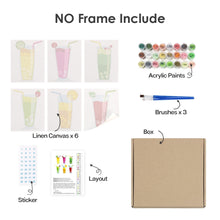 Load image into Gallery viewer, Mini Paint by numbers 15x20cm (6 pieces) - Sparkling Fruit Drinks