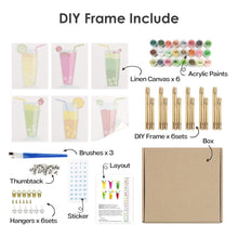 Load image into Gallery viewer, Mini Paint by numbers 15x20cm (6 pieces) - Sparkling Fruit Drinks