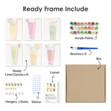 Load image into Gallery viewer, Mini Paint by numbers 15x20cm (6 pieces) - Sparkling Fruit Drinks