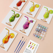 Load image into Gallery viewer, Mini Paint by numbers 15x20cm (6 pieces) - Fruity Cocktails