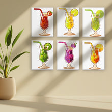Load image into Gallery viewer, Mini Paint by numbers 15x20cm (6 pieces) - Fruity Cocktails