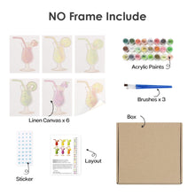 Load image into Gallery viewer, Mini Paint by numbers 15x20cm (6 pieces) - Fruity Cocktails