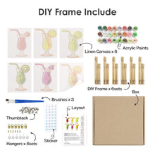 Load image into Gallery viewer, Mini Paint by numbers 15x20cm (6 pieces) - Fruity Cocktails