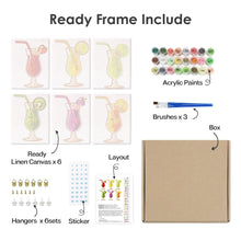Load image into Gallery viewer, Mini Paint by numbers 15x20cm (6 pieces) - Fruity Cocktails