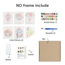 Load image into Gallery viewer, Mini Paint by numbers 15x20cm (6 pieces) - Ice Cream Sundaes