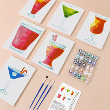 Load image into Gallery viewer, Mini Paint by numbers 15x20cm (6 pieces) - Colorful Cocktails