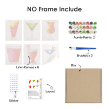 Load image into Gallery viewer, Mini Paint by numbers 15x20cm (6 pieces) - Colorful Cocktails