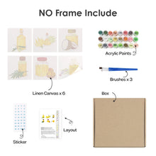 Load image into Gallery viewer, Mini Paint by numbers 15x15cm (6 pieces) - Natural Oils