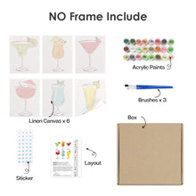 Load image into Gallery viewer, Mini Paint by numbers 15x20cm (6 pieces) - Classic Cocktails