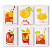 Load image into Gallery viewer, Paint by Numbers – 6 Canvas Set | Tropical Cocktails Figured'Art