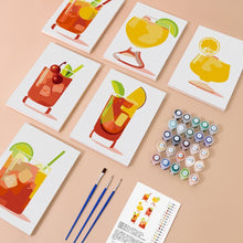 Load image into Gallery viewer, Mini Paint by numbers 15x20cm (6 pieces) - Tropical Cocktails
