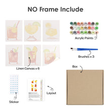 Load image into Gallery viewer, Mini Paint by numbers 15x20cm (6 pieces) - Tropical Cocktails