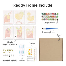 Load image into Gallery viewer, Mini Paint by numbers 15x20cm (6 pieces) - Tropical Cocktails