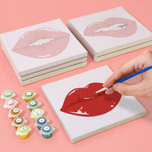 Load image into Gallery viewer, Mini Paint by numbers 15x15cm (6 pieces) - Red Lips