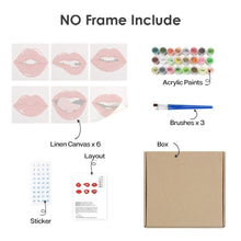 Load image into Gallery viewer, Mini Paint by numbers 15x15cm (6 pieces) - Red Lips