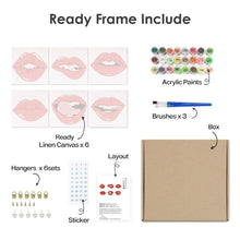 Load image into Gallery viewer, Mini Paint by numbers 15x15cm (6 pieces) - Red Lips