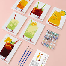Load image into Gallery viewer, Mini Paint by numbers 15x20cm (6 pieces) - Vibrant Summer Cocktails