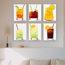 Load image into Gallery viewer, Mini Paint by numbers 15x20cm (6 pieces) - Vibrant Summer Cocktails