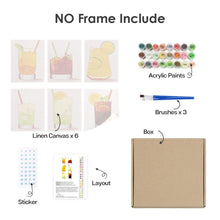 Load image into Gallery viewer, Mini Paint by numbers 15x20cm (6 pieces) - Vibrant Summer Cocktails