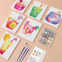 Load image into Gallery viewer, Mini Paint by numbers 15x20cm (6 pieces) - Tropical Pop Drinks