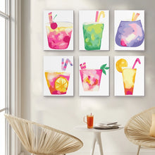 Load image into Gallery viewer, Mini Paint by numbers 15x20cm (6 pieces) - Tropical Pop Drinks
