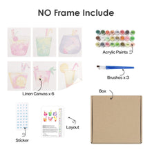 Load image into Gallery viewer, Mini Paint by numbers 15x20cm (6 pieces) - Tropical Pop Drinks