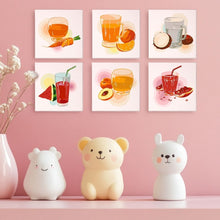 Load image into Gallery viewer, Mini Paint by numbers 15x15cm (6 pieces) - Healthy Juices