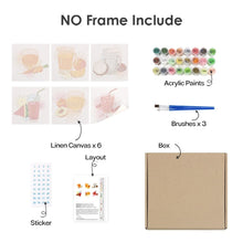 Load image into Gallery viewer, Mini Paint by numbers 15x15cm (6 pieces) - Healthy Juices