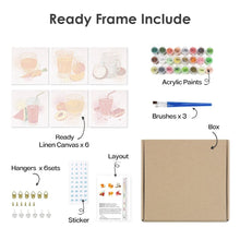 Load image into Gallery viewer, Mini Paint by numbers 15x15cm (6 pieces) - Healthy Juices