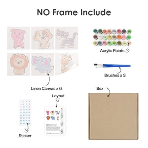 Paint by Numbers – 6 Canvas Set | Cute Animals
