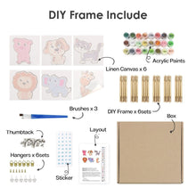 Load image into Gallery viewer, Mini Paint by numbers 15x15cm (6 pieces) - Cute Animals