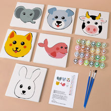 Load image into Gallery viewer, Mini Paint by numbers 15x15cm (6 pieces) - Cute Animal Faces