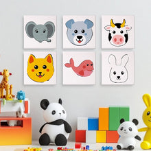 Load image into Gallery viewer, Mini Paint by numbers 15x15cm (6 pieces) - Cute Animal Faces