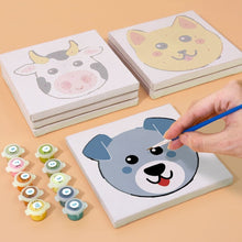 Load image into Gallery viewer, Mini Paint by numbers 15x15cm (6 pieces) - Cute Animal Faces