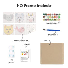 Load image into Gallery viewer, Mini Paint by numbers 15x15cm (6 pieces) - Cute Animal Faces