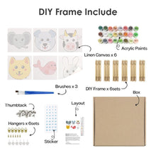 Load image into Gallery viewer, Mini Paint by numbers 15x15cm (6 pieces) - Cute Animal Faces