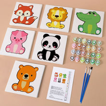 Load image into Gallery viewer, Mini Paint by numbers 15x15cm (6 pieces) - Cute Animal Characters