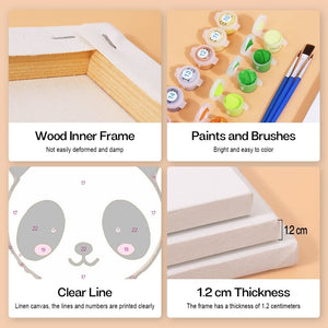 Paint by Numbers – 6 Canvas Set | Cute Animal Characters