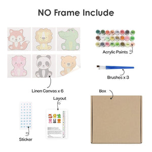 Paint by Numbers – 6 Canvas Set | Cute Animal Characters