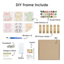 Load image into Gallery viewer, Mini Paint by numbers 15x15cm (6 pieces) - Cute Animal Characters