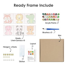 Load image into Gallery viewer, Mini Paint by numbers 15x15cm (6 pieces) - Cute Animal Characters