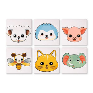 Paint by Numbers – 6 Canvas Set | Cute Animal Faces 2 Figured'Art
