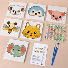 Load image into Gallery viewer, Mini Paint by numbers 15x15cm (6 pieces) - Cute Animal Faces 2