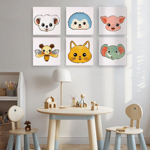 Paint by Numbers – 6 Canvas Set | Cute Animal Faces 2