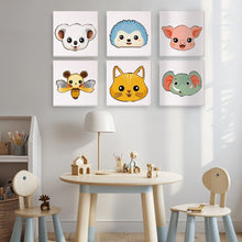 Load image into Gallery viewer, Mini Paint by numbers 15x15cm (6 pieces) - Cute Animal Faces 2
